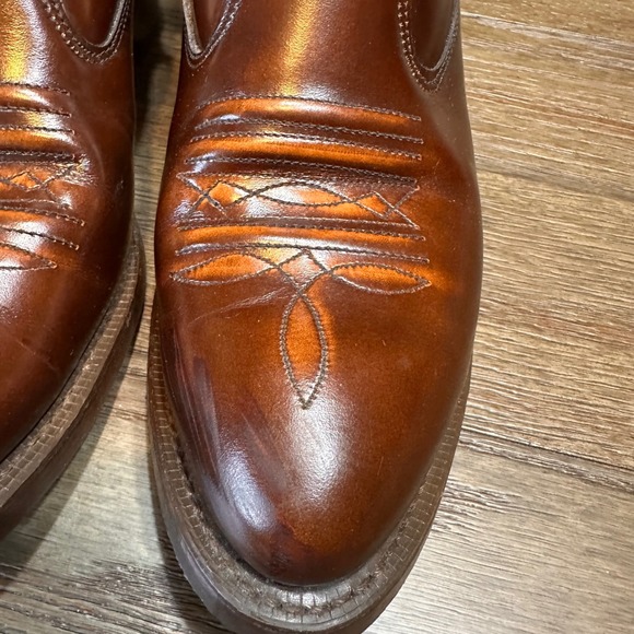 Vintage Texas American Made Brown Leather Western Zip Ankle Cowboy Boots 8.5EE M - Picture 4 of 15